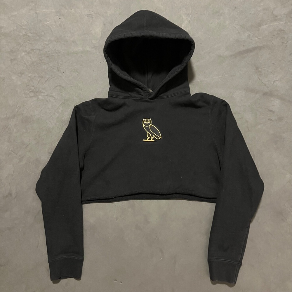 OVO Octobers Very Own Drake Black Mini Owl‎ Hoodie Cropped Size Small